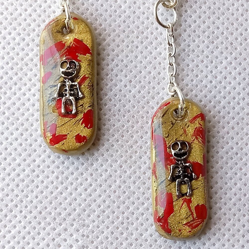 Handmade Horror Skeleton Creepy Earrings